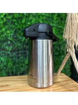 Termo acero inoxidable El Paisito 1,6L con bomba: máxima capacidad y practicidad para servir.