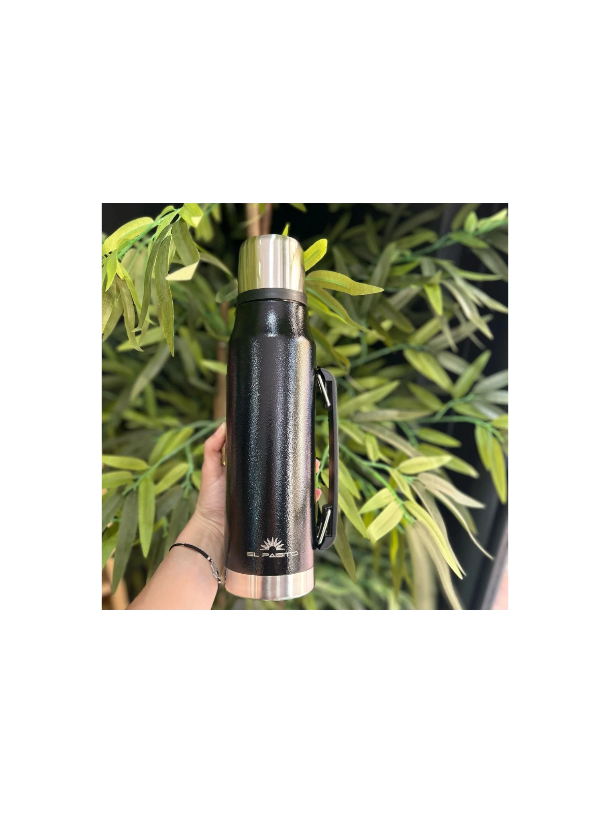 Termo acero inoxidable El Paisito 1L modelo ST: doble pared, diseño moderno y tapón cebador.