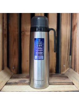 Termo Termolar R-Evolution 1L Plata Acero Inoxidable con diseño sofisticado y tapa multifunción.