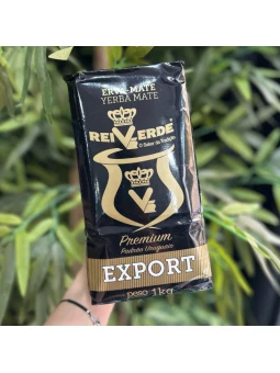 Paquete de yerba mate Rei Verde Premium 1kg con sabor ahumado y espumosidad.