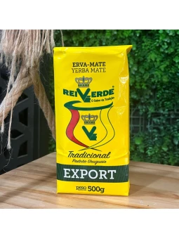 Paquete de yerba mate Rei Verde Tradicional 500 g, estilo gaucho, intenso y espumoso