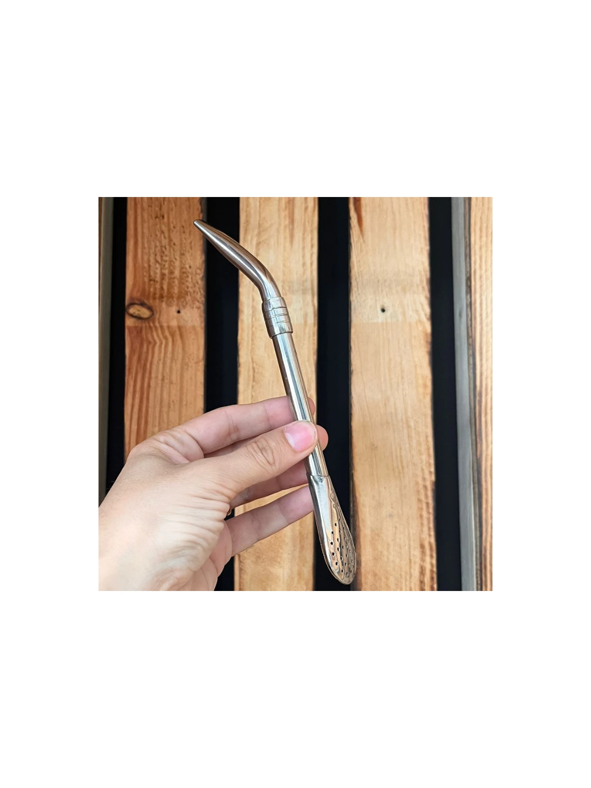 Stainless steel mate straw Paisito 19cm with decorative ring—elegant and functional for mate lovers.