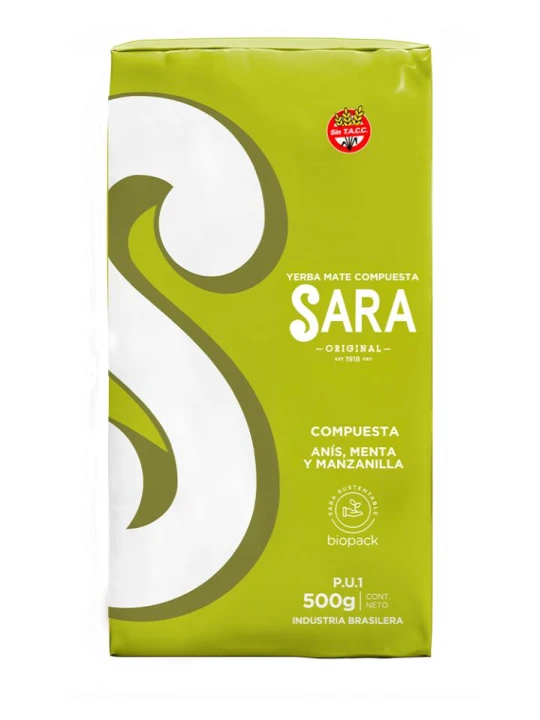 Yerba Mate Sara ANIS  MENTA Y MANZANILLA 500G 